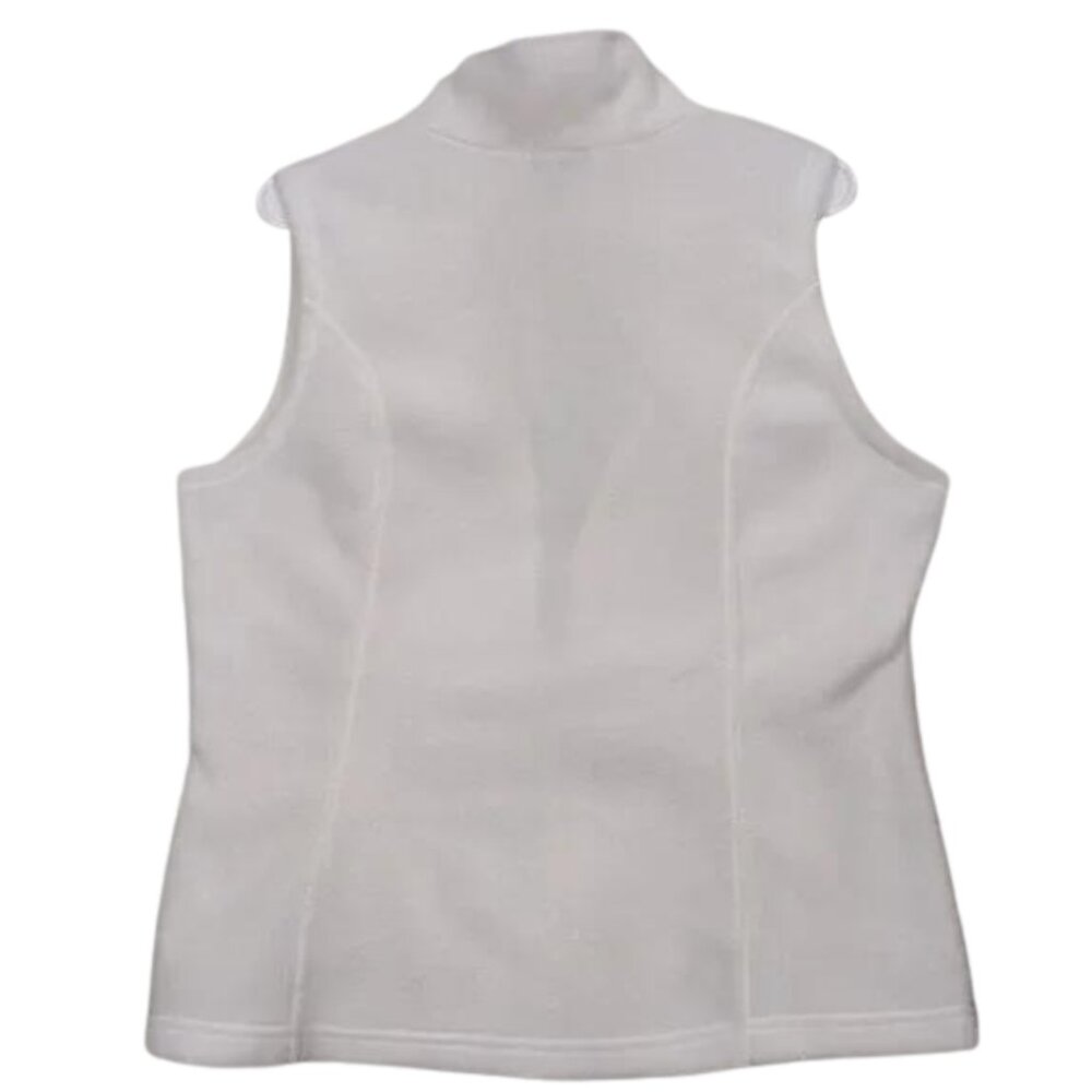 Fleece White Vest Columbia Benton Size M Zip Up Casual Cowl neck Pockets - Picture 3 of 14